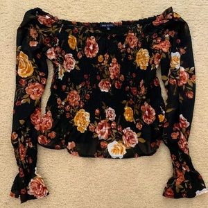 Black floral blouse